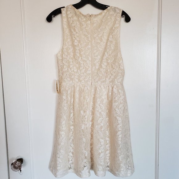 Forever 21 Cream Dress Lace cocktail NWT Size L - Picture 3 of 10